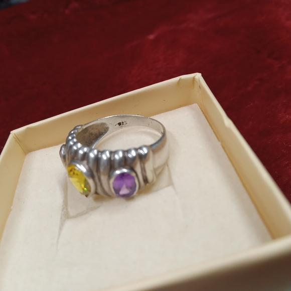 Sterling Silver PAJ Yellow & Purple Ribbed Ring - Picture 6 of 12